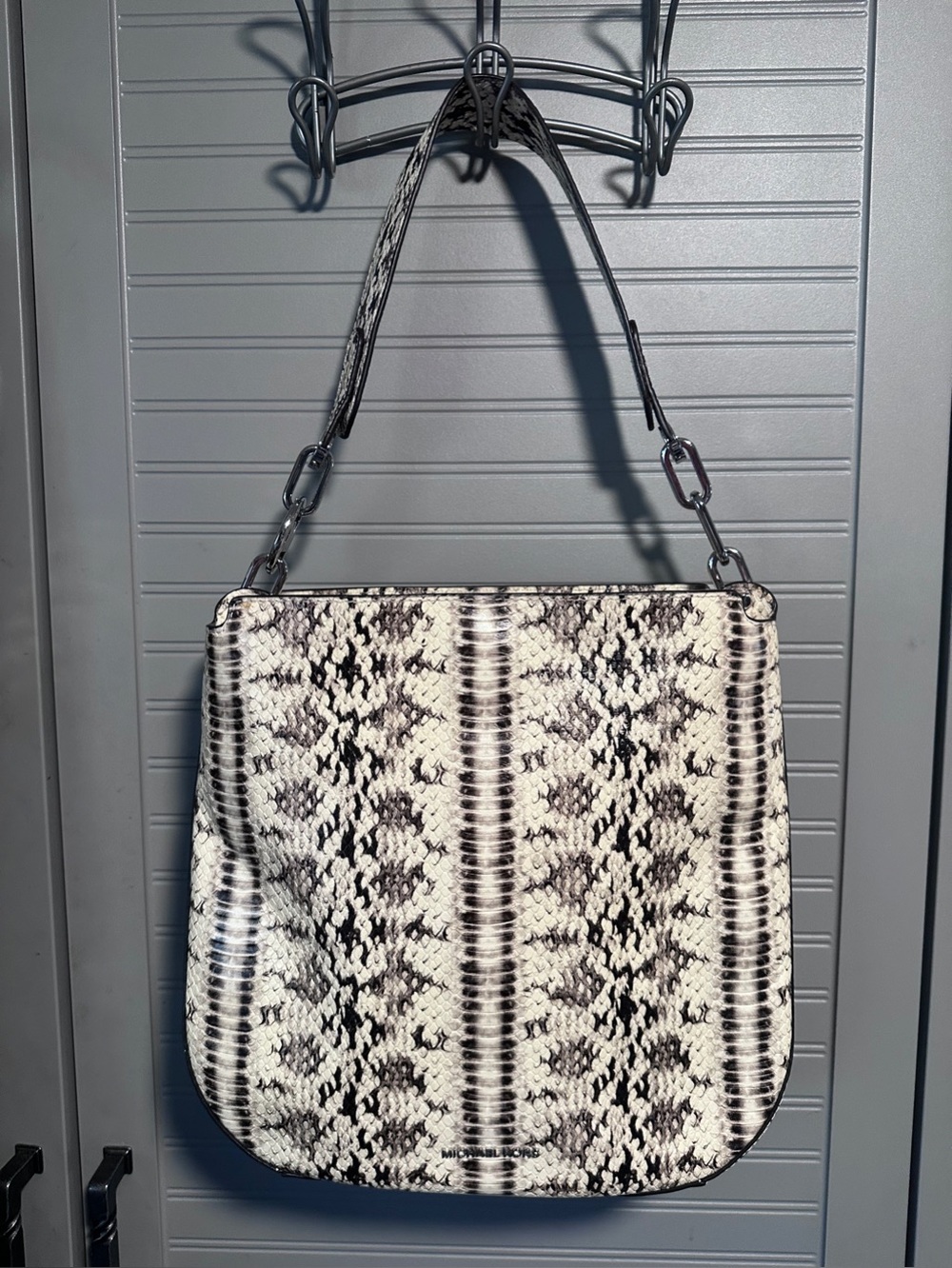 Michael Kors Fulton Large Natural Snakeskin Embossed Leather Hobo Bag NWOT - Picture 2 of 16